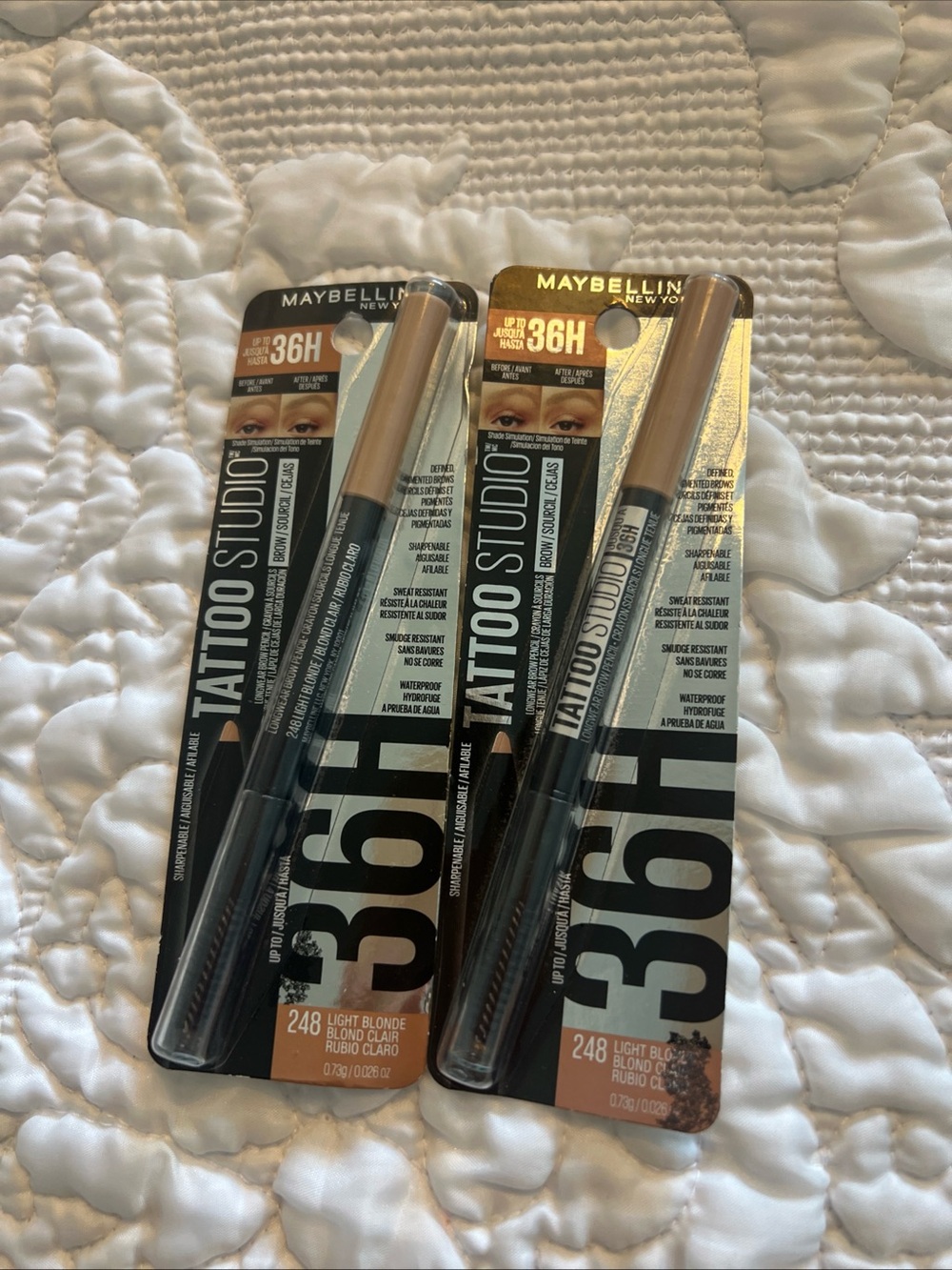 2 Maybelline Tattoo Studio Pigment Eyebrow Brow Pencil Filler 248 Light Blond
